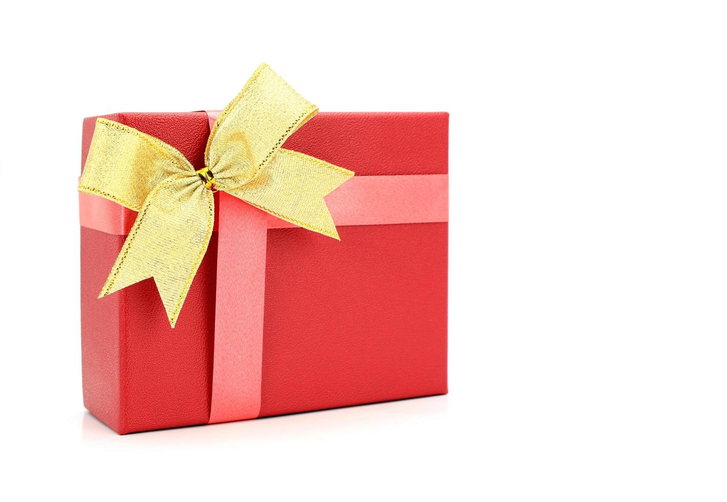 Red gift with gold bow photo