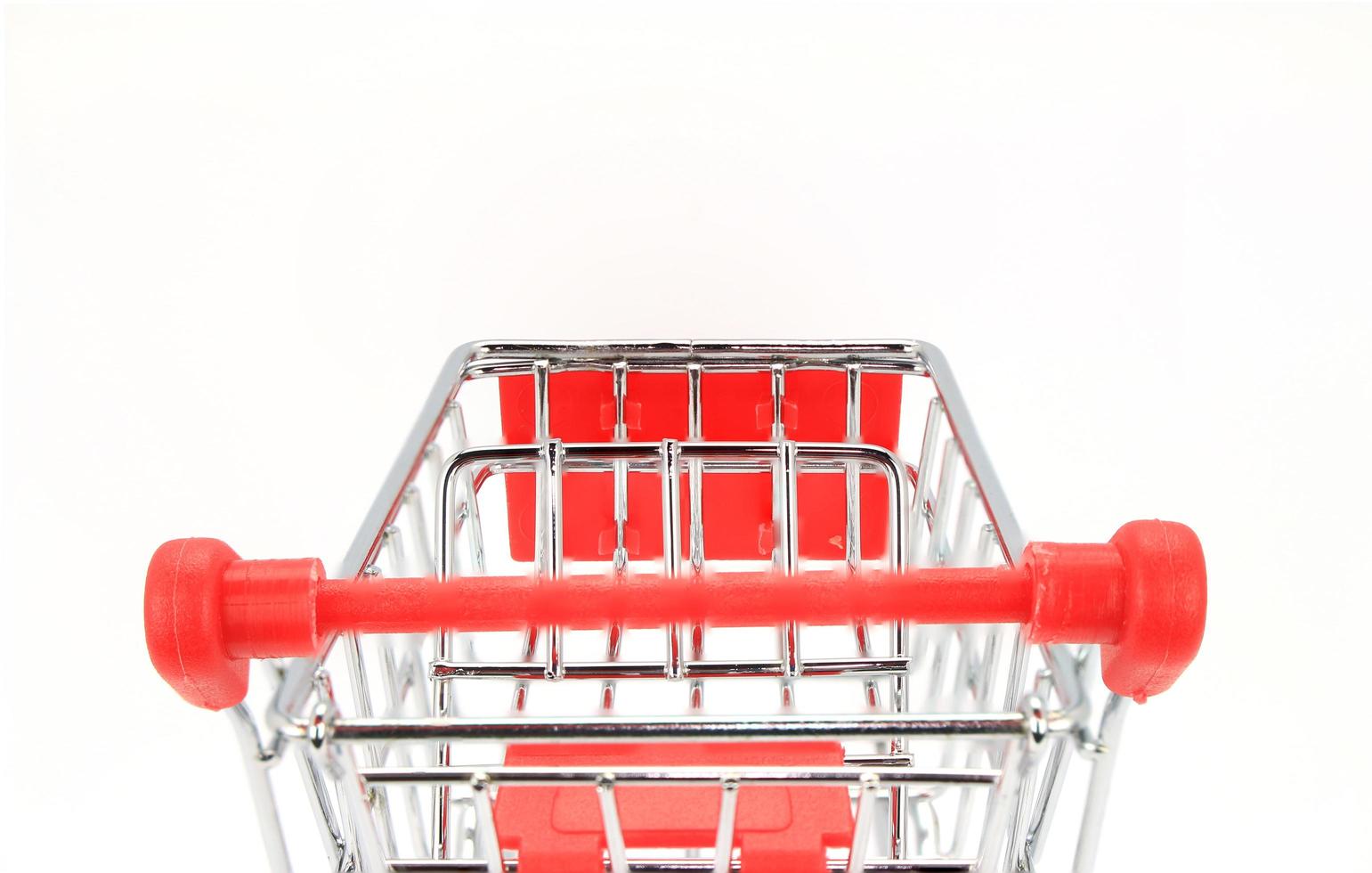 Shopping cart on white background photo