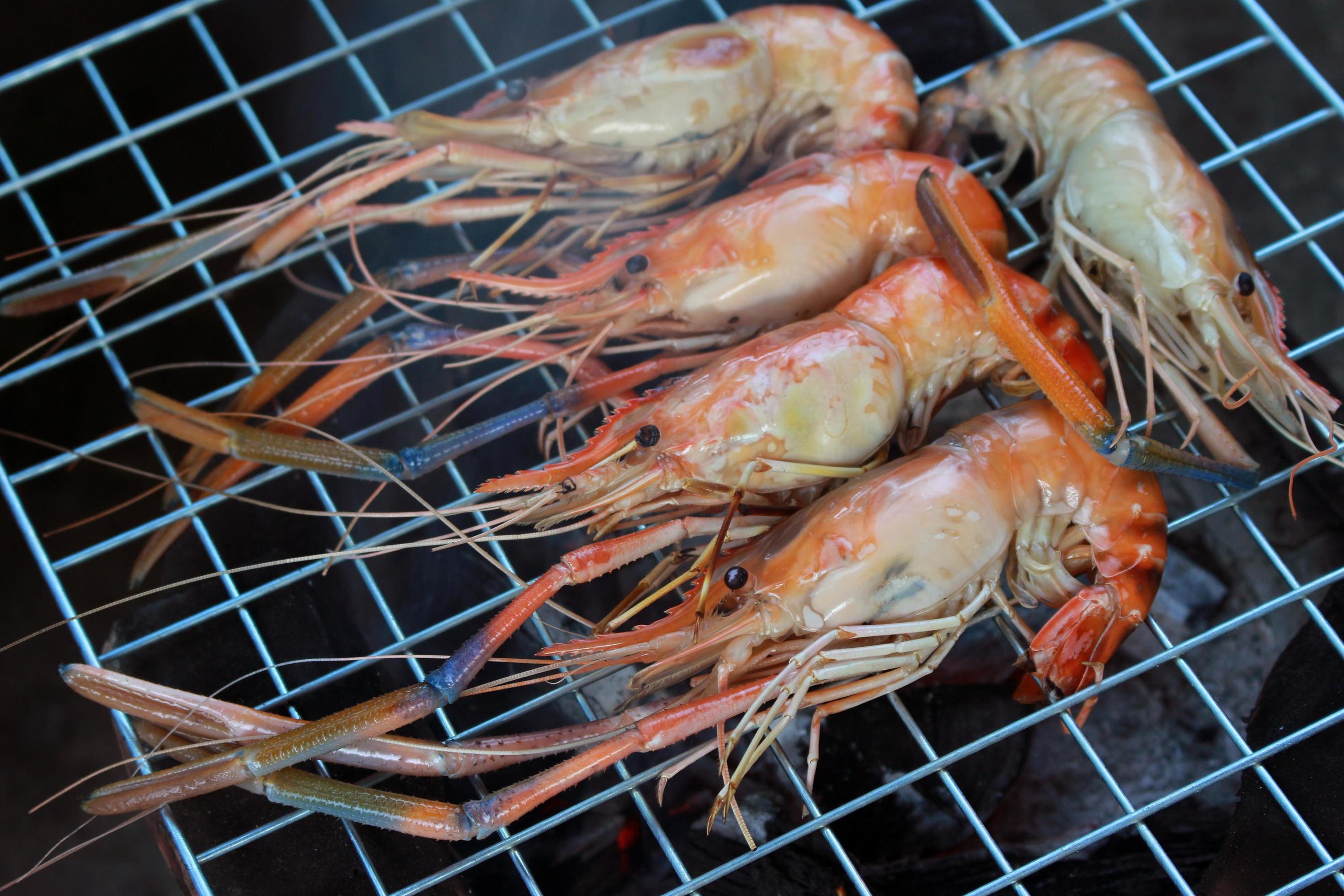 Shrimp on grill 1926645 Stock Photo at Vecteezy