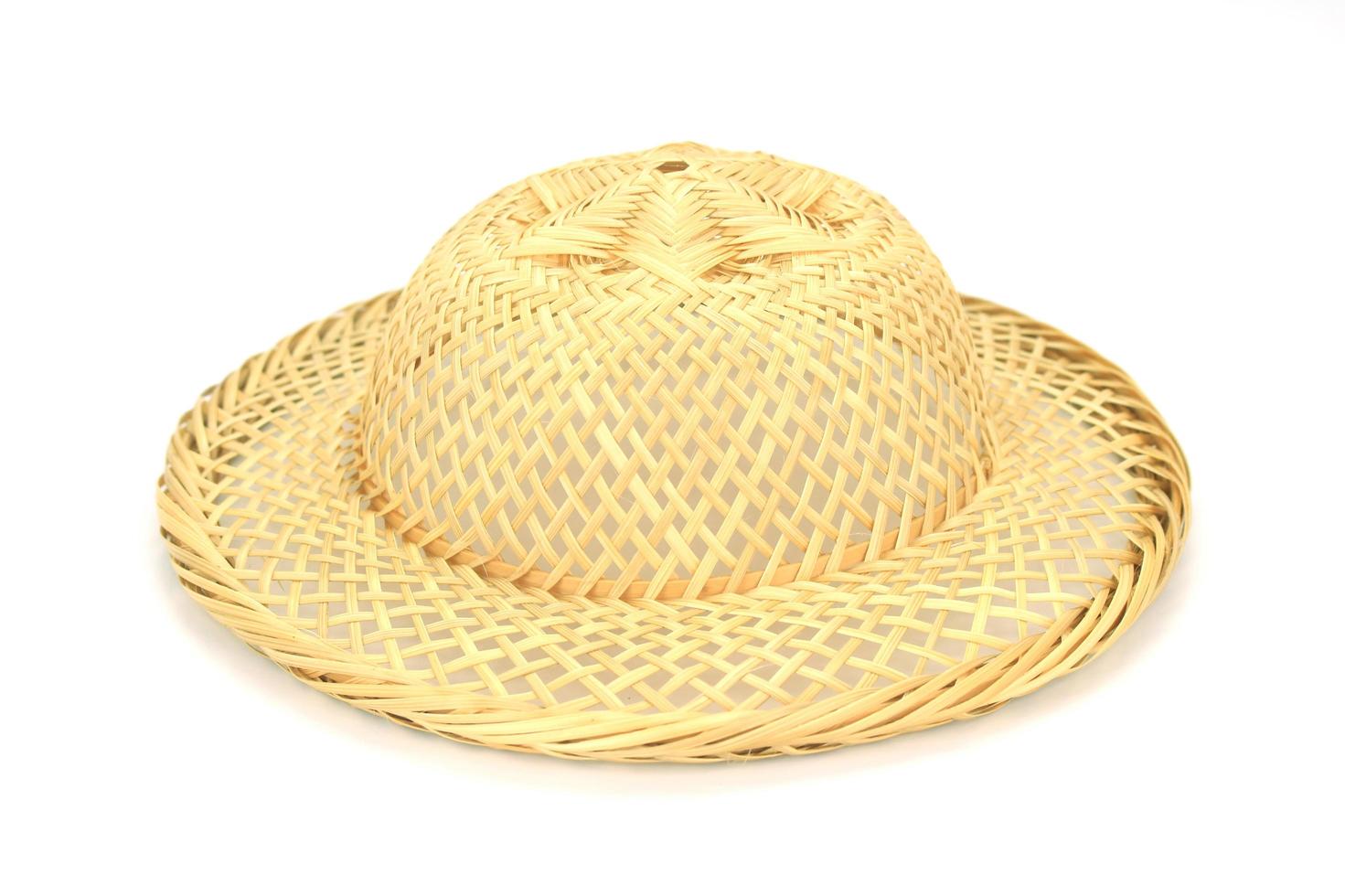 Bamboo hat on white photo