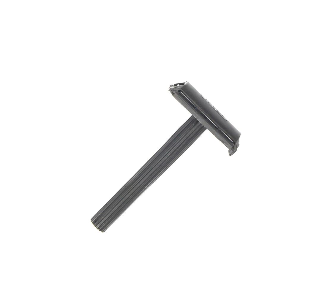 Black safety razor on white photo