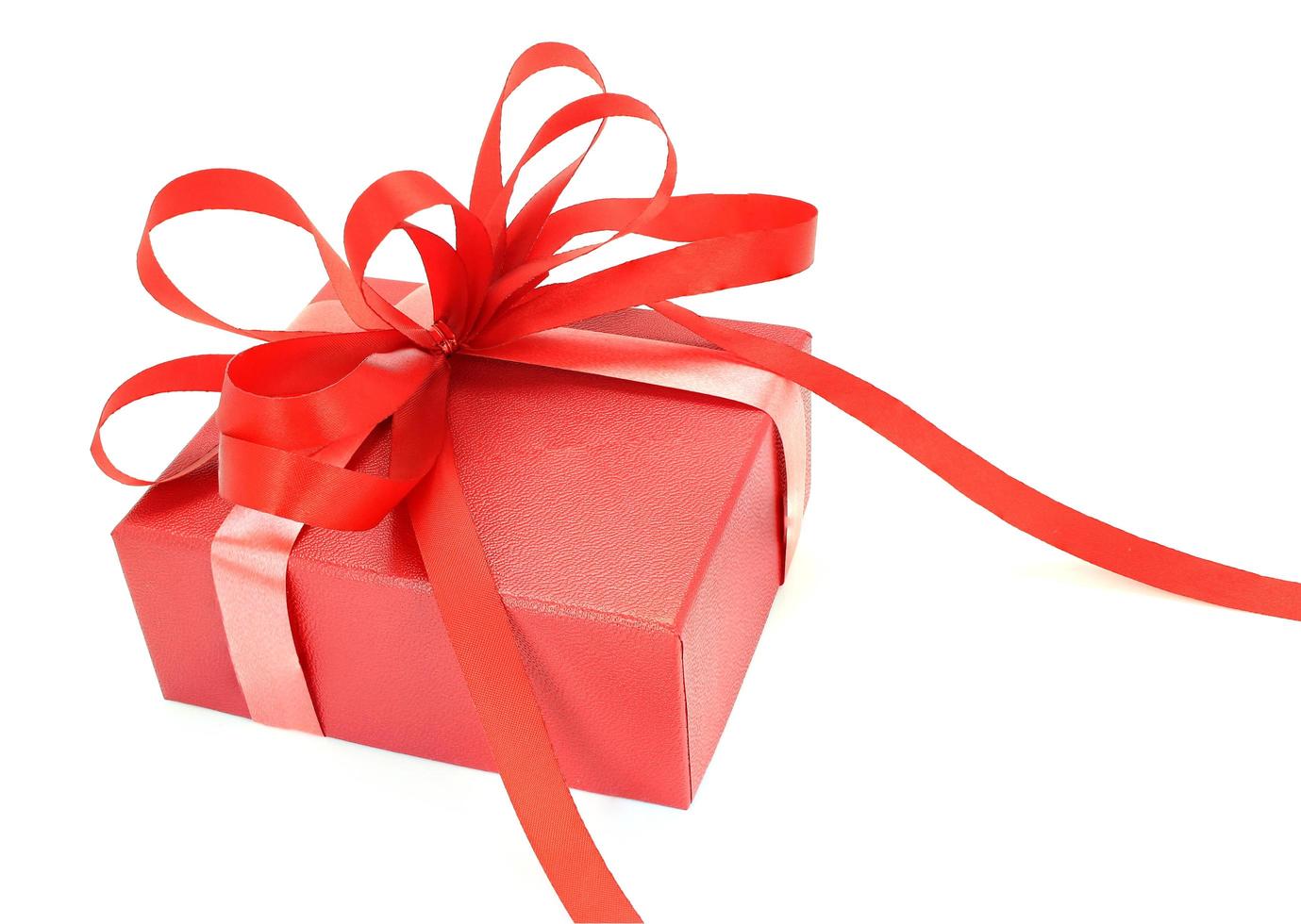 Red gift box with bow photo