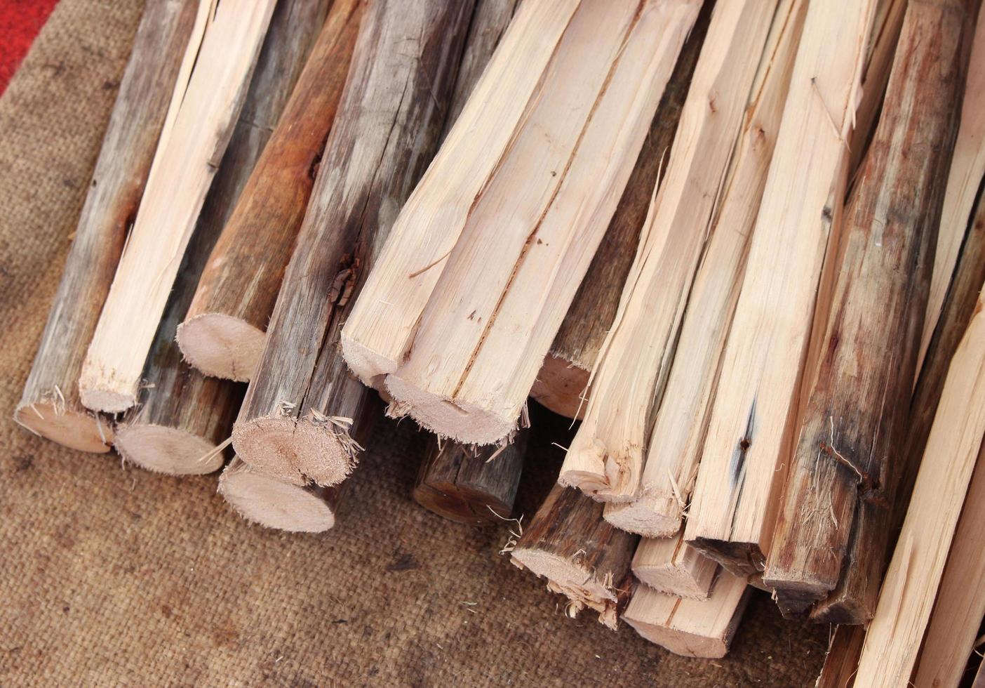 Firewood pile on cloth photo