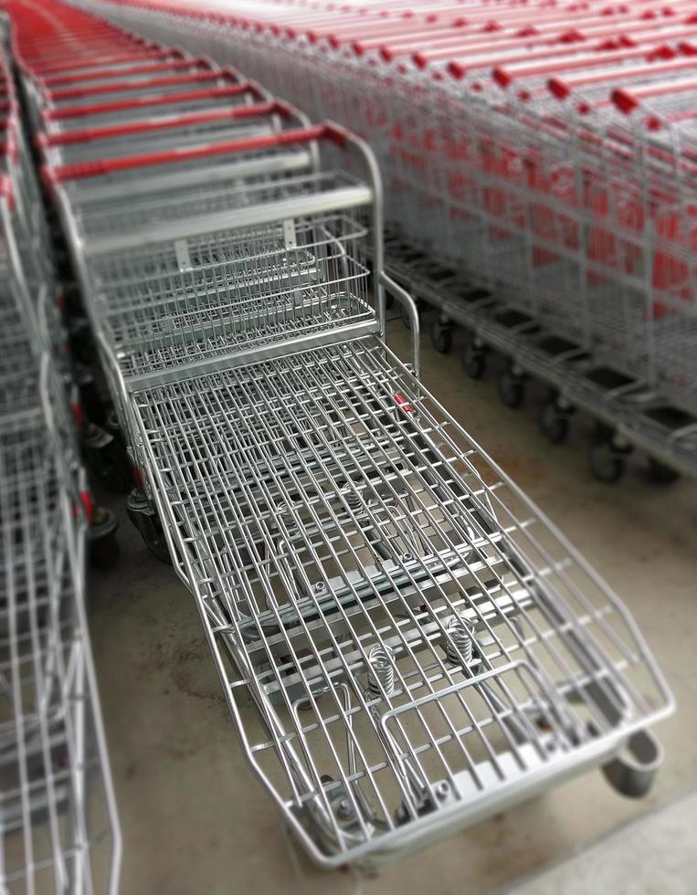 Row of shopping carts photo