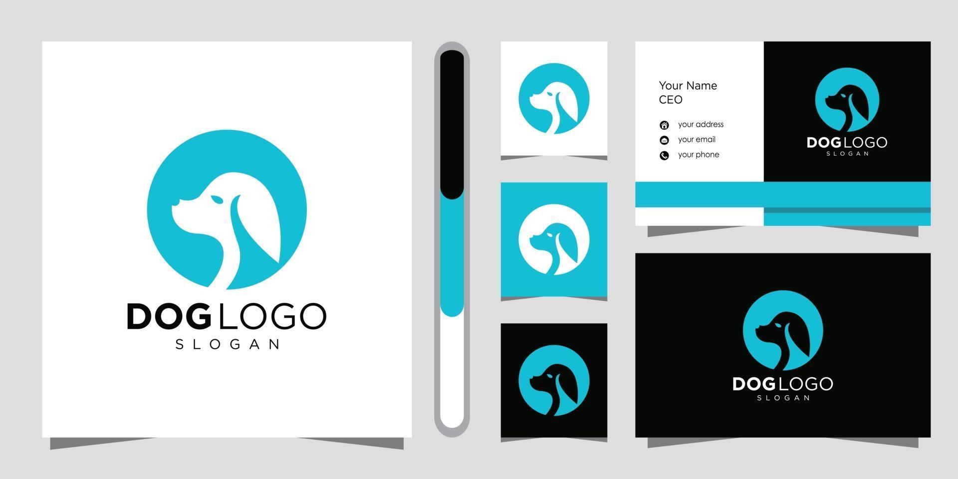 Dog logo design and business card. vector