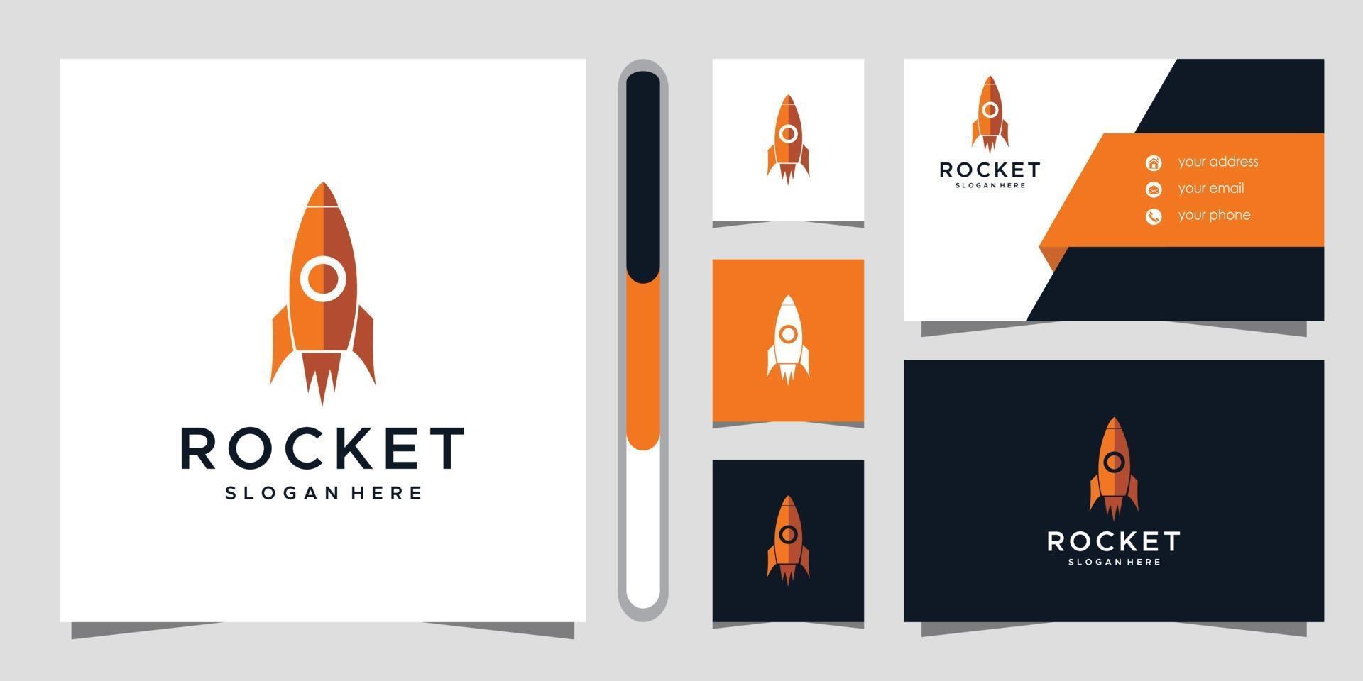 Rocket logo design and business card vector