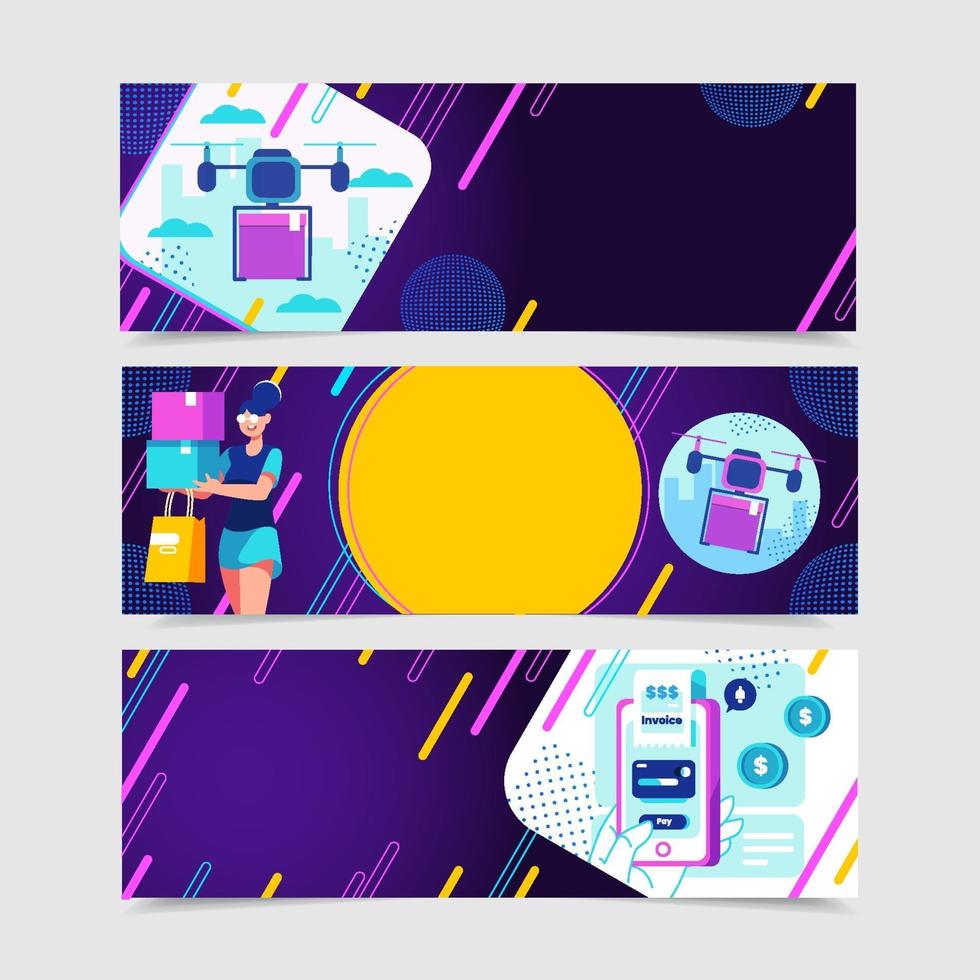Contactless Technology with Drone Concept Banner vector