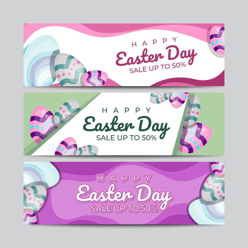 Set Of Easter Egg Banner Design Template vector