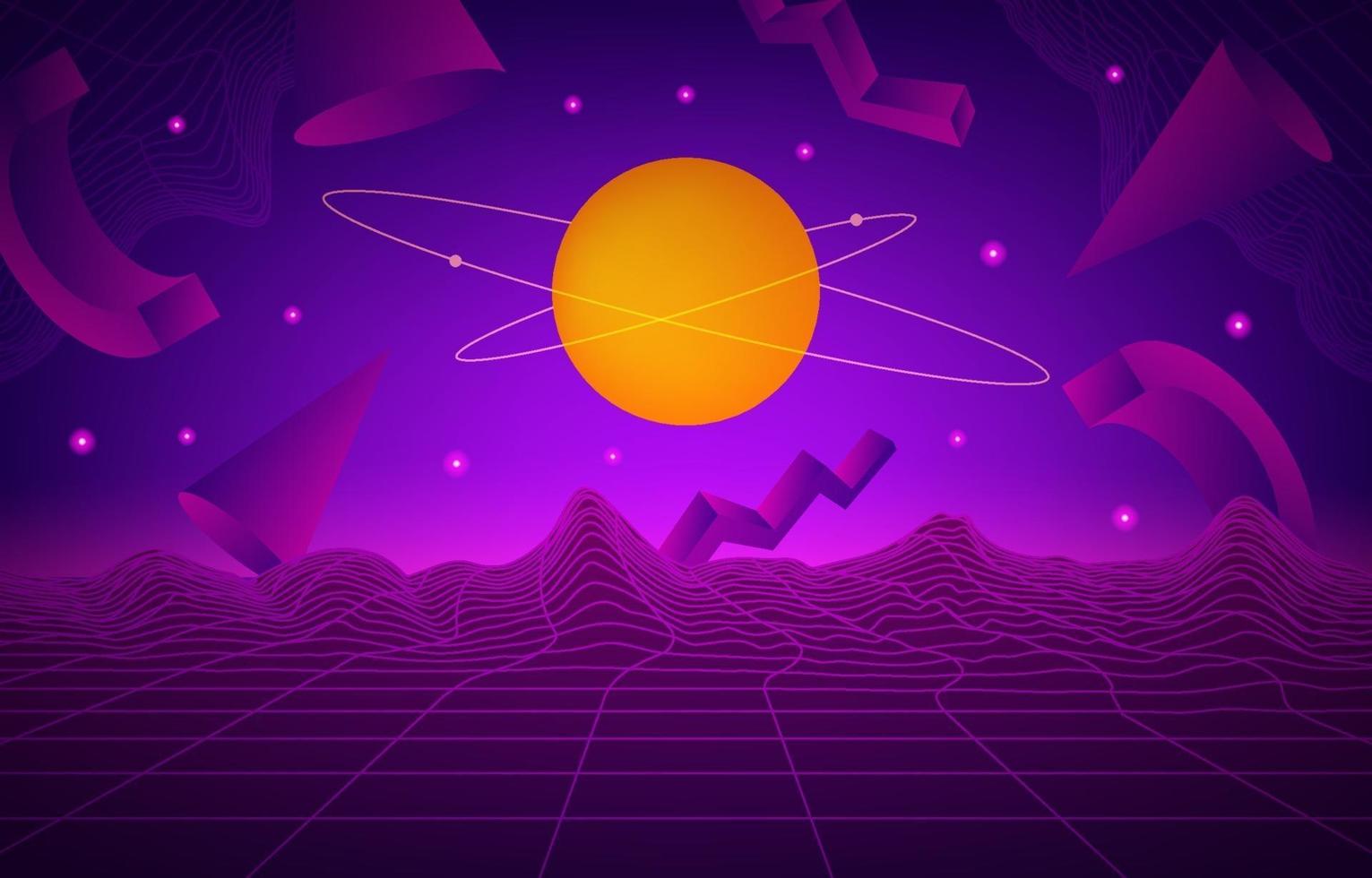 Abstract Retro Futurism with Purple Background vector