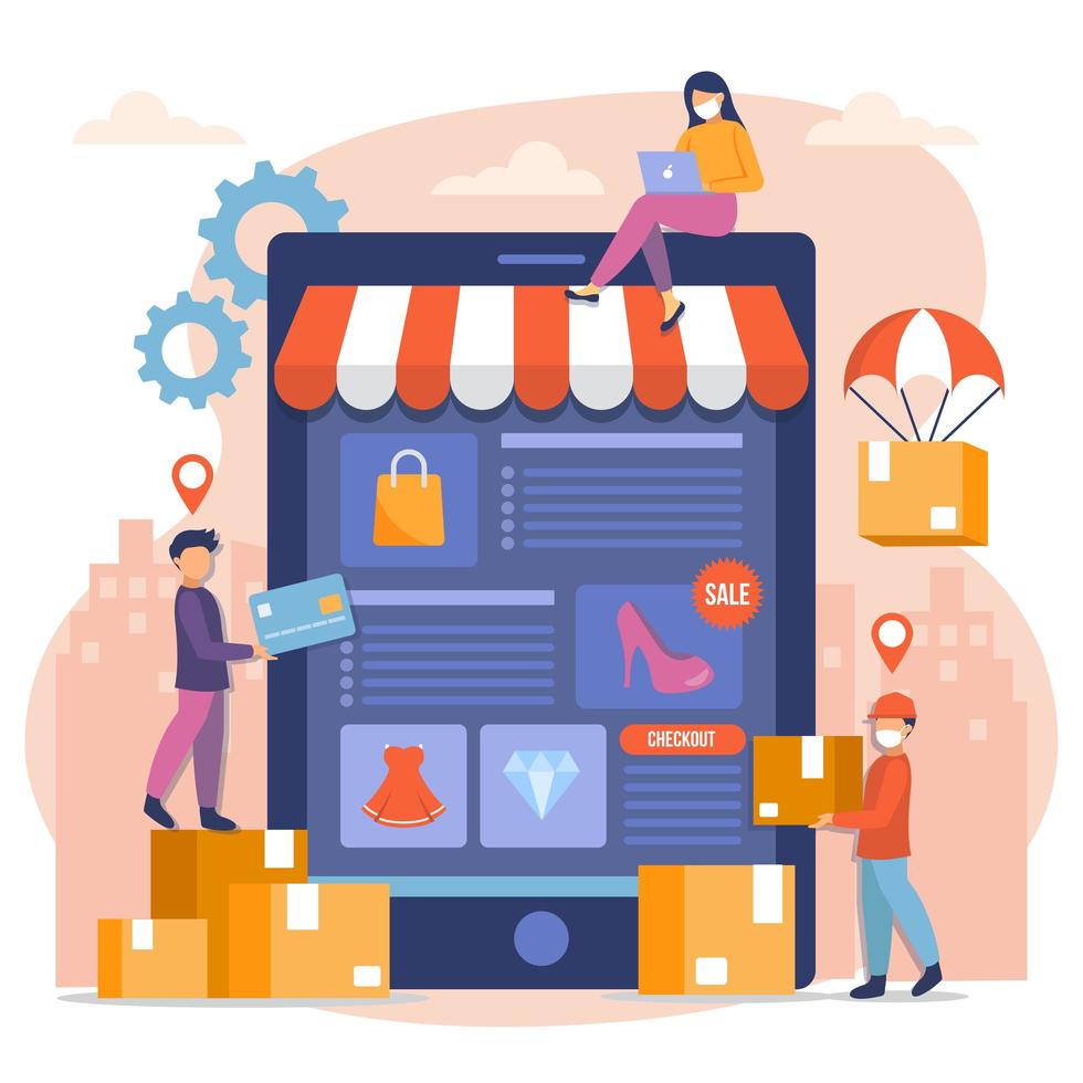 Switch to Online Shopping During Pandemic vector
