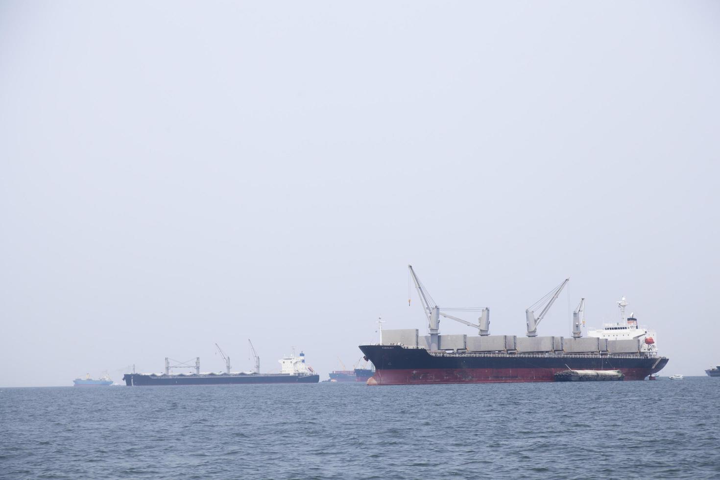 Large cargo ship on the sea photo