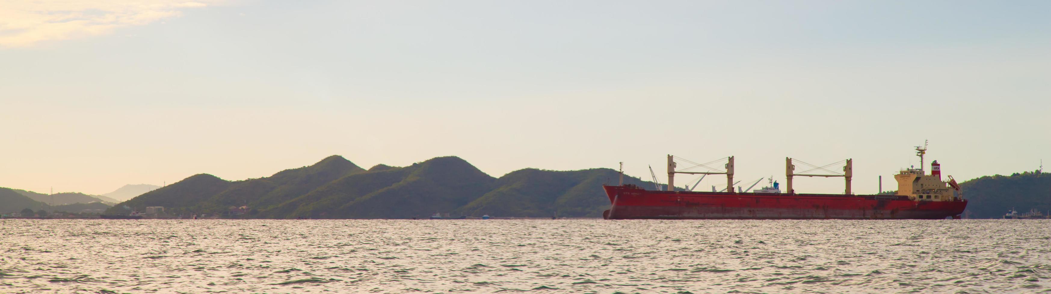 Large cargo ship on the sea photo