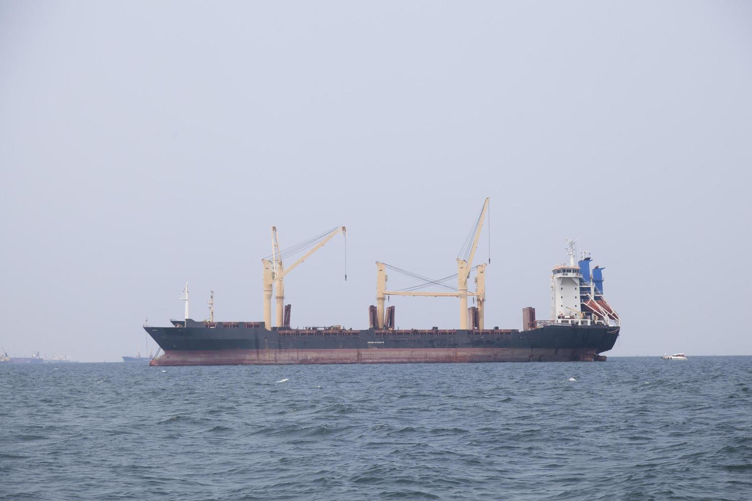 Large cargo ship on the sea photo