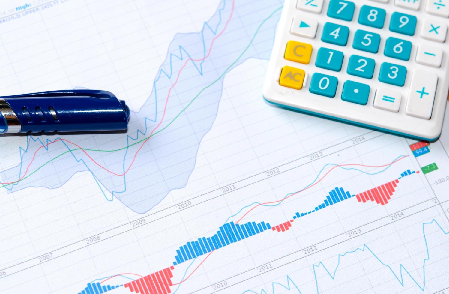 Graph with office supplies photo