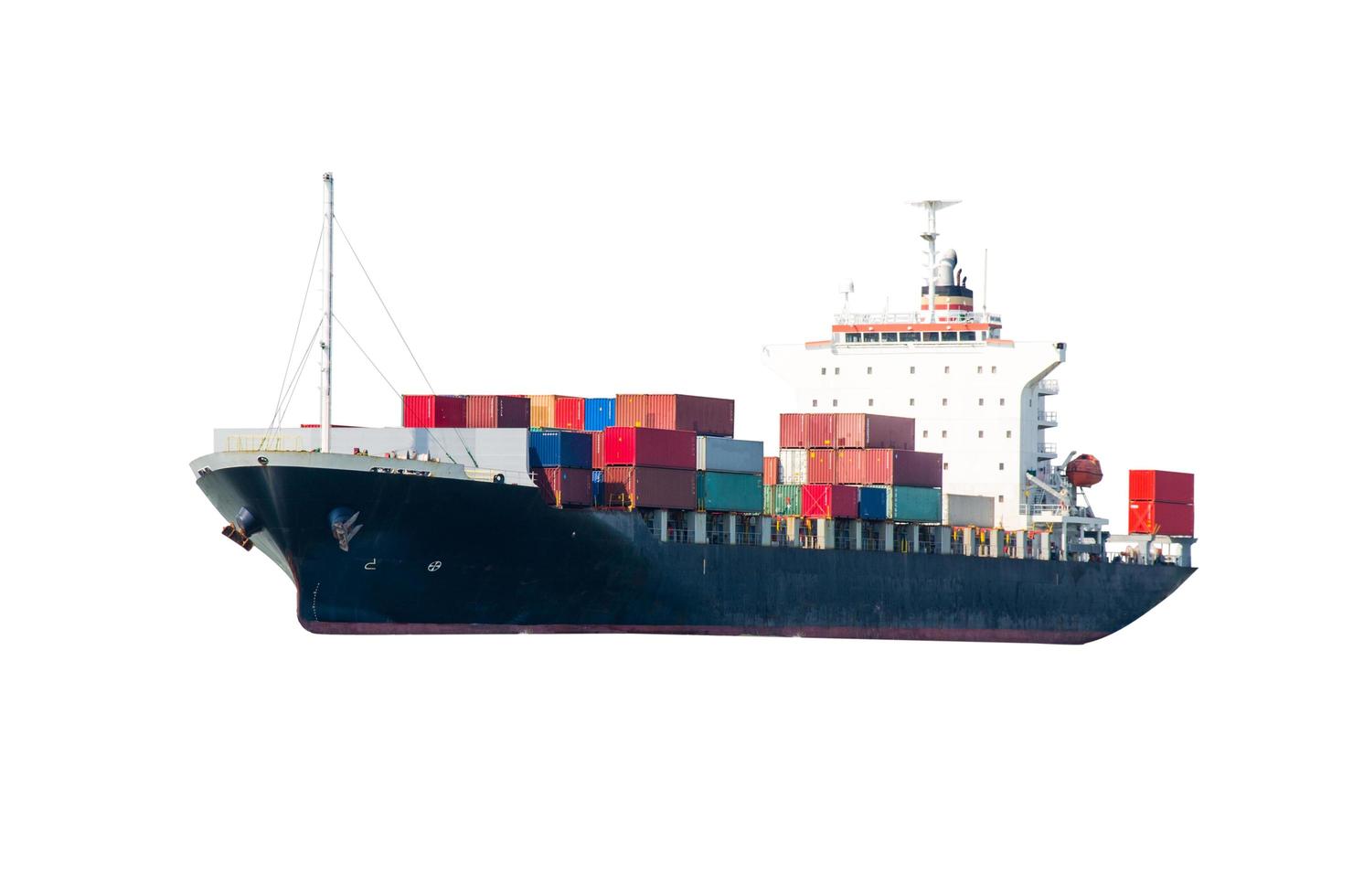 Container cargo ship on white background photo