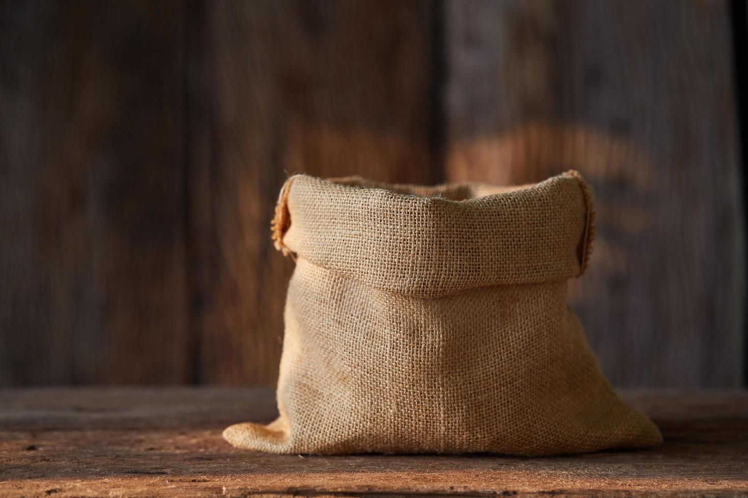 Empty sack on table photo