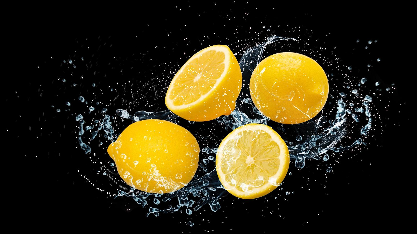 Lemons with water photo