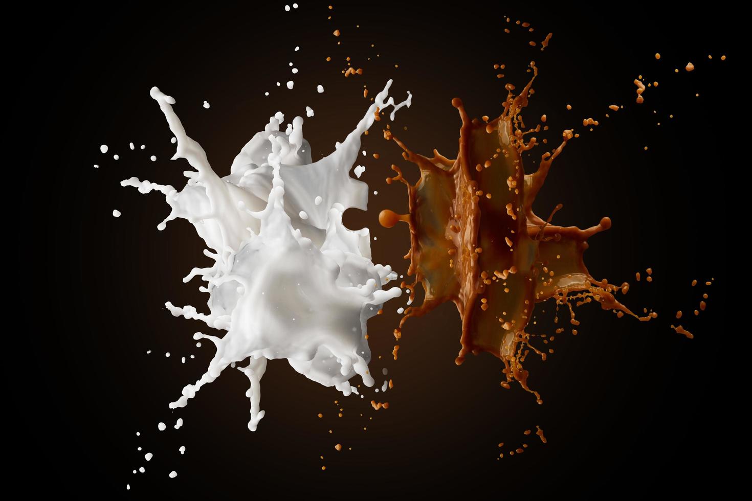 Coffee and milk splashing photo