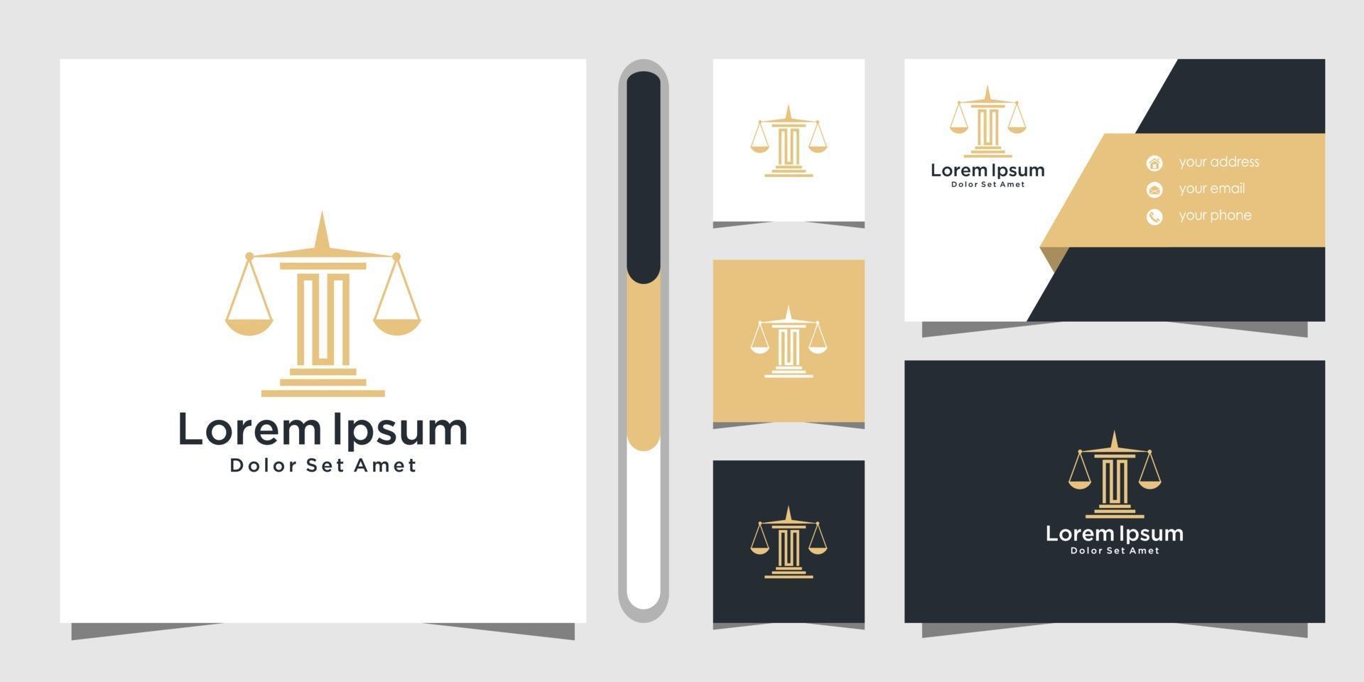 diseño de logotipo de bufete de abogados y tarjeta de visita vector