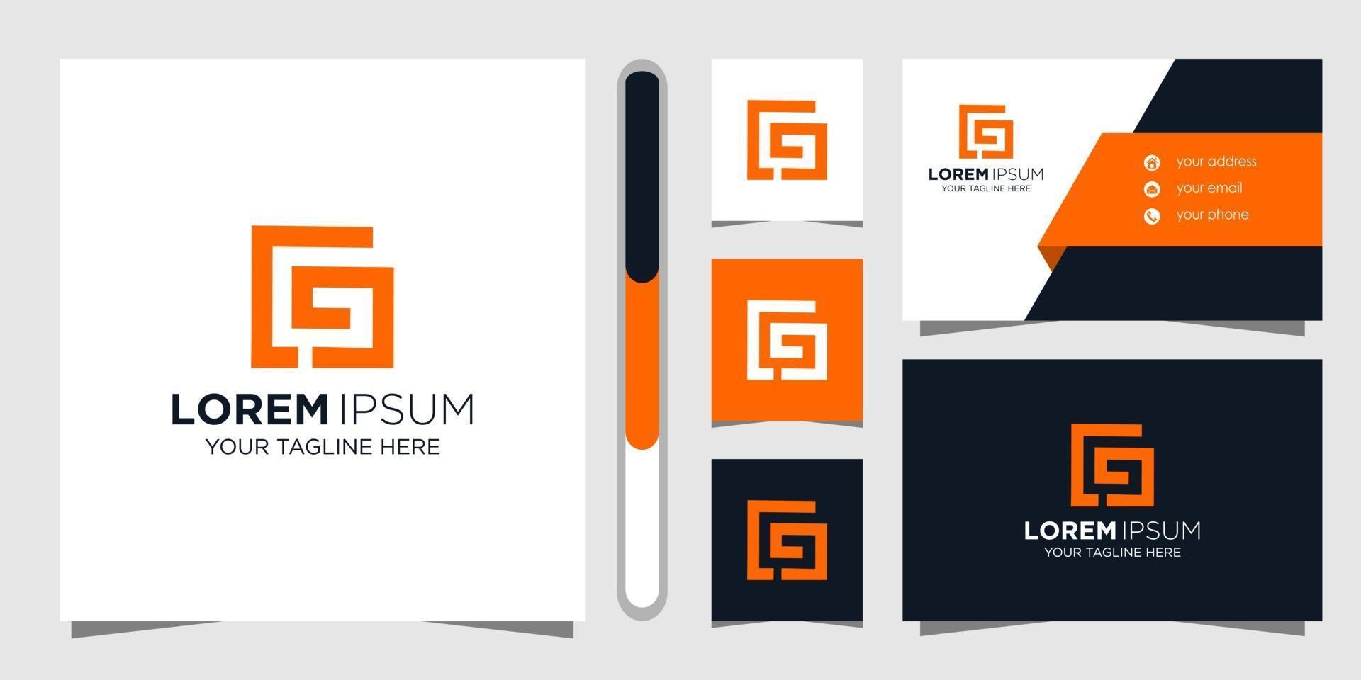 Letter cg logo design and business card vector