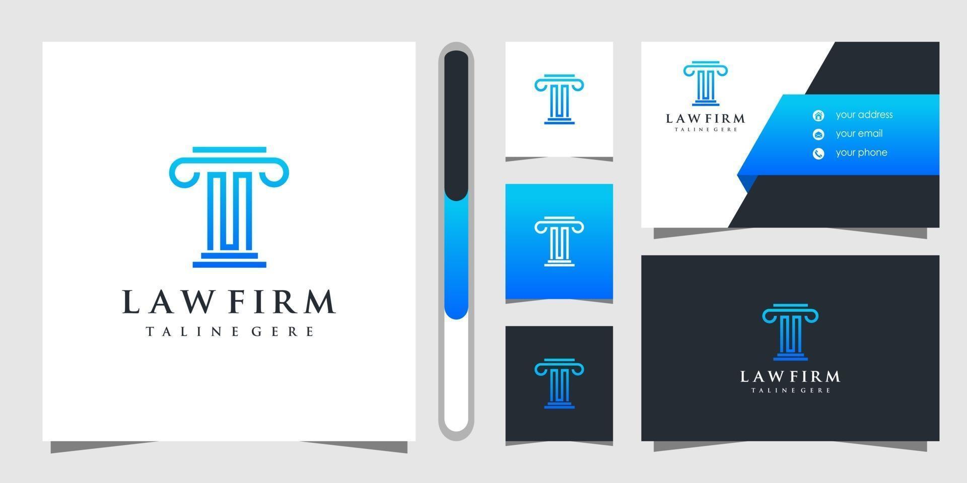 Law firm logo design and business card vector