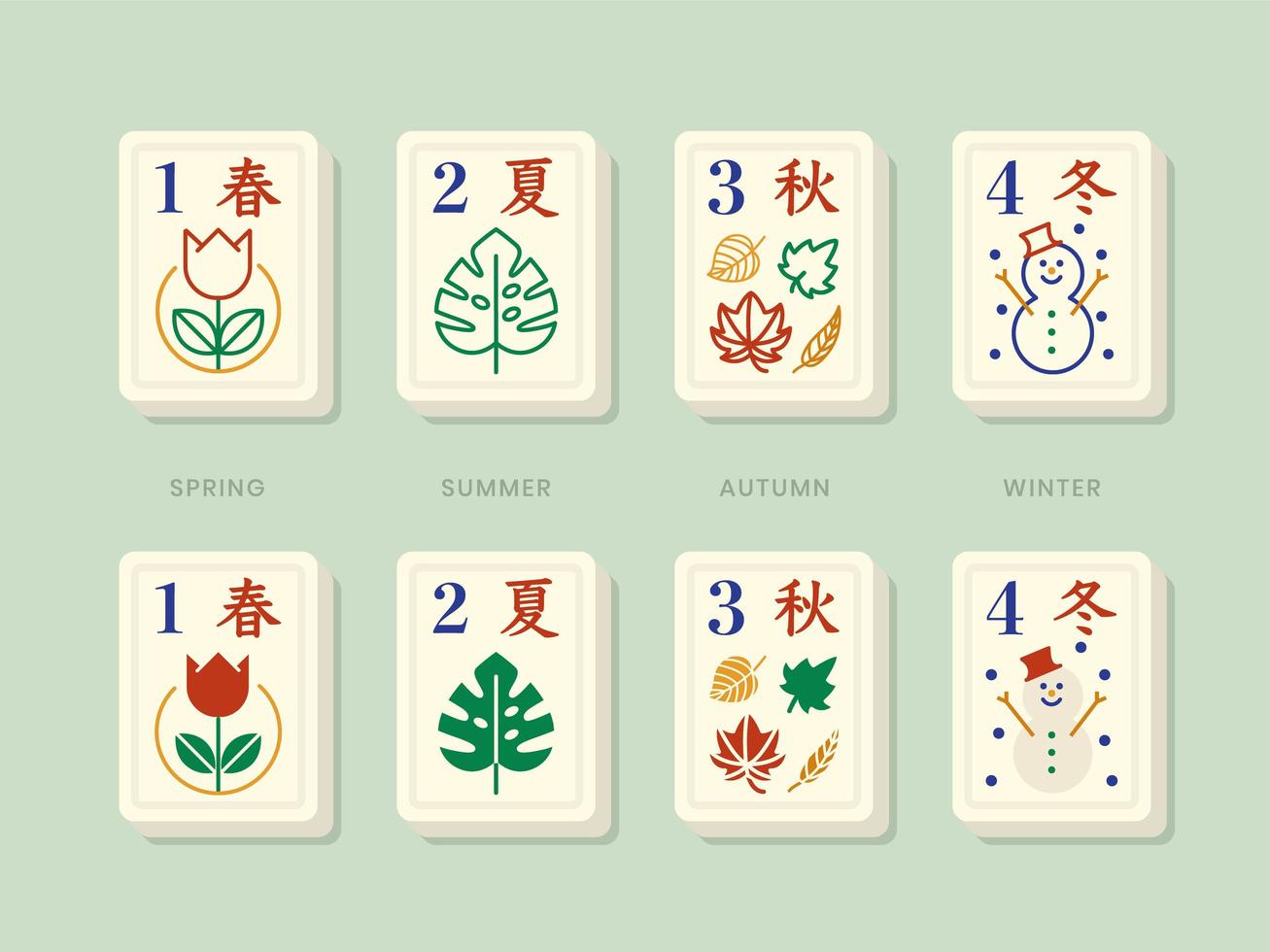 Bonus Seasons Mahjong Tiles vector