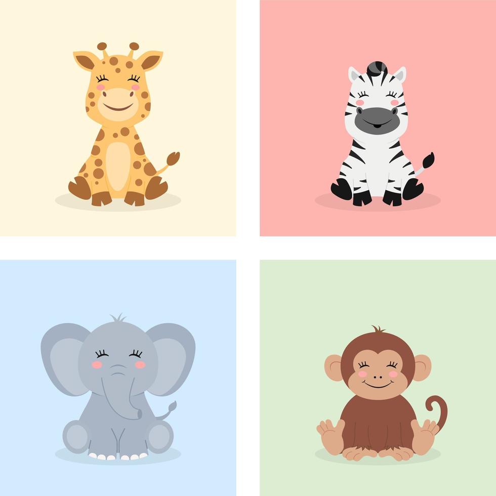 Sitting Baby Jungle Animals vector