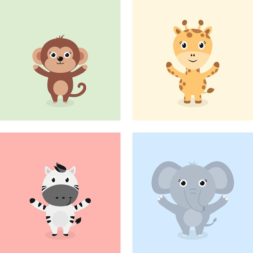 animales de la selva bebé de pie vector