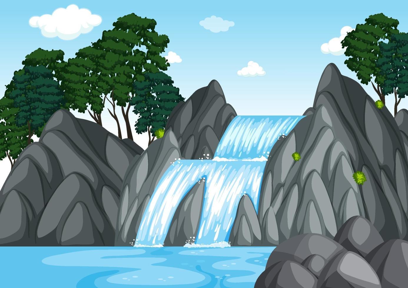 Forest background scene with waterfall 1928513 Vector Art at Vecteezy