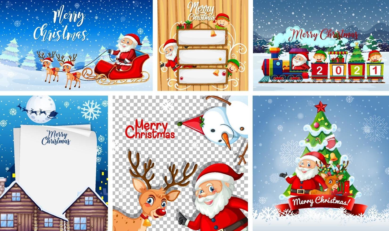 Set of different Christmas postcard or poster vector