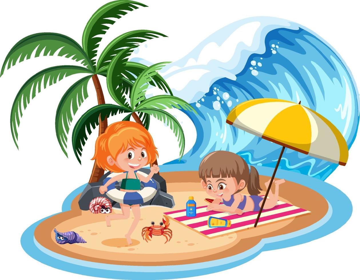 Children at the island isolated vector