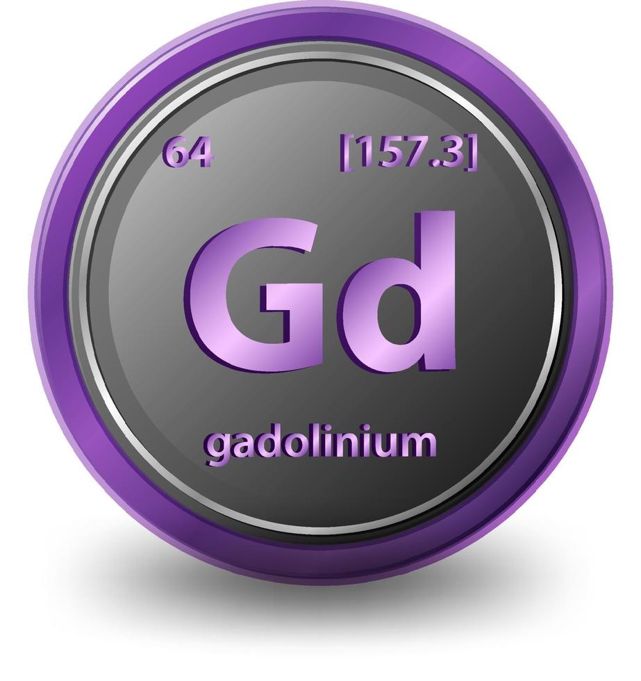 Gadolinium chemical element. Chemical symbol with atomic number and atomic mass. vector
