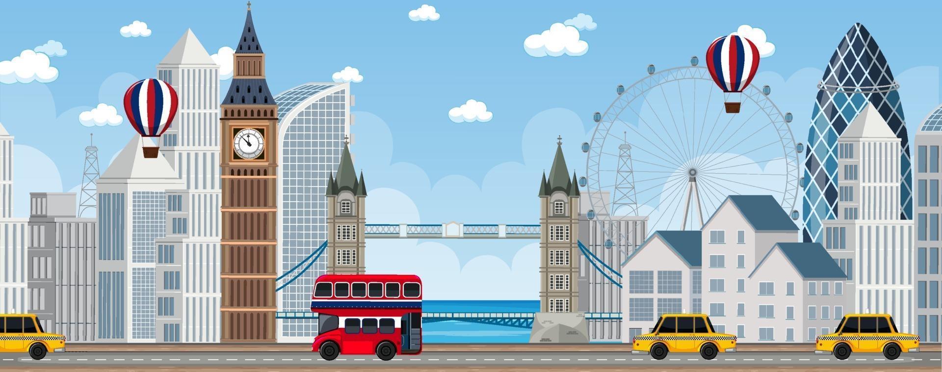 London city scene with many landmarks vector
