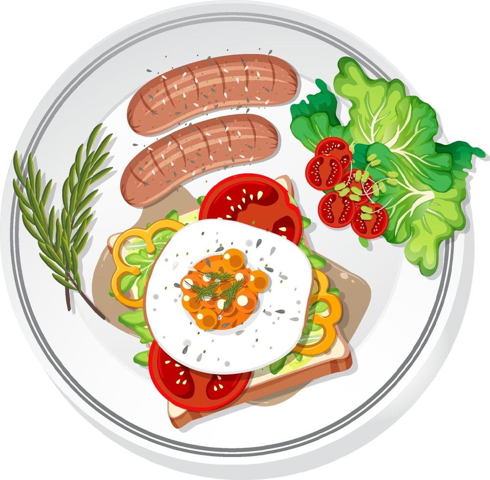 Breakfast set on the dish isolated vector