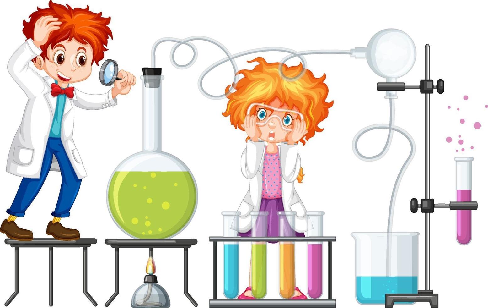 Student with experiment chemistry items vector
