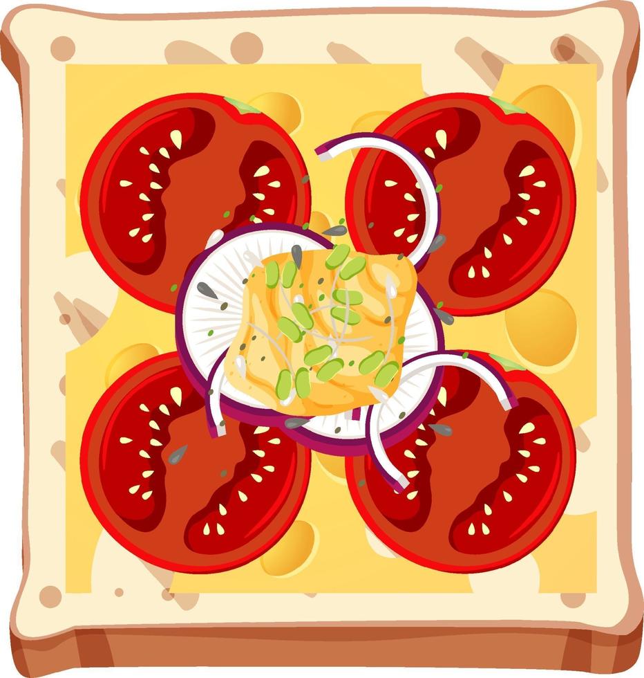 Top view of bread breakfast with topping vector