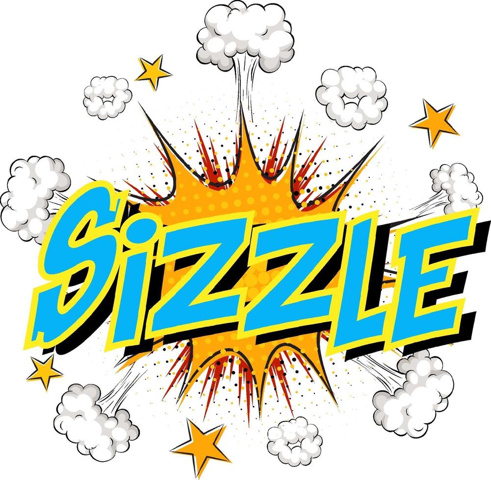 Word Sizzle on comic cloud explosion background vector