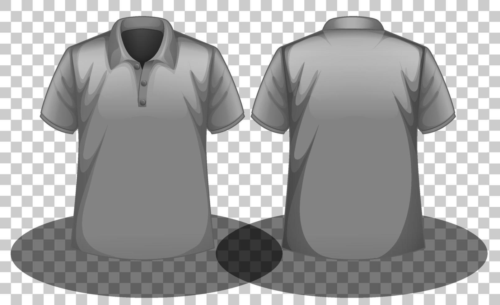 Front and back of grey polo shirt on transparent background vector