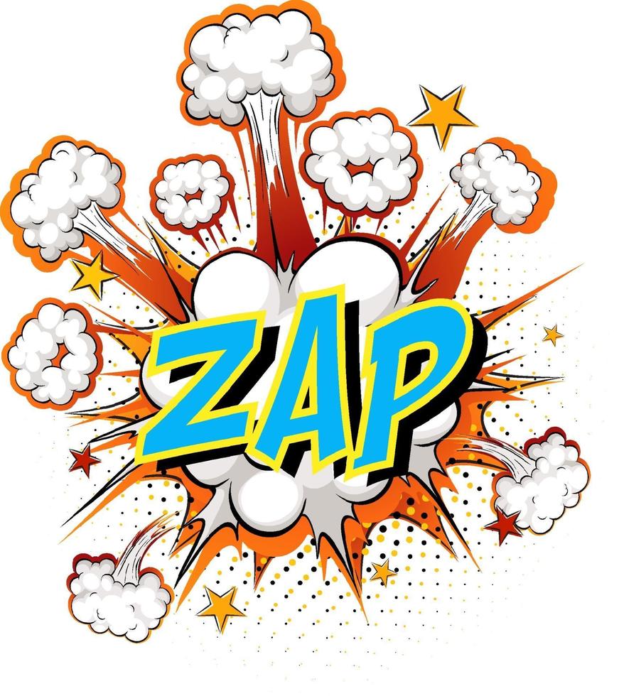 Word Zap on comic cloud explosion background vector