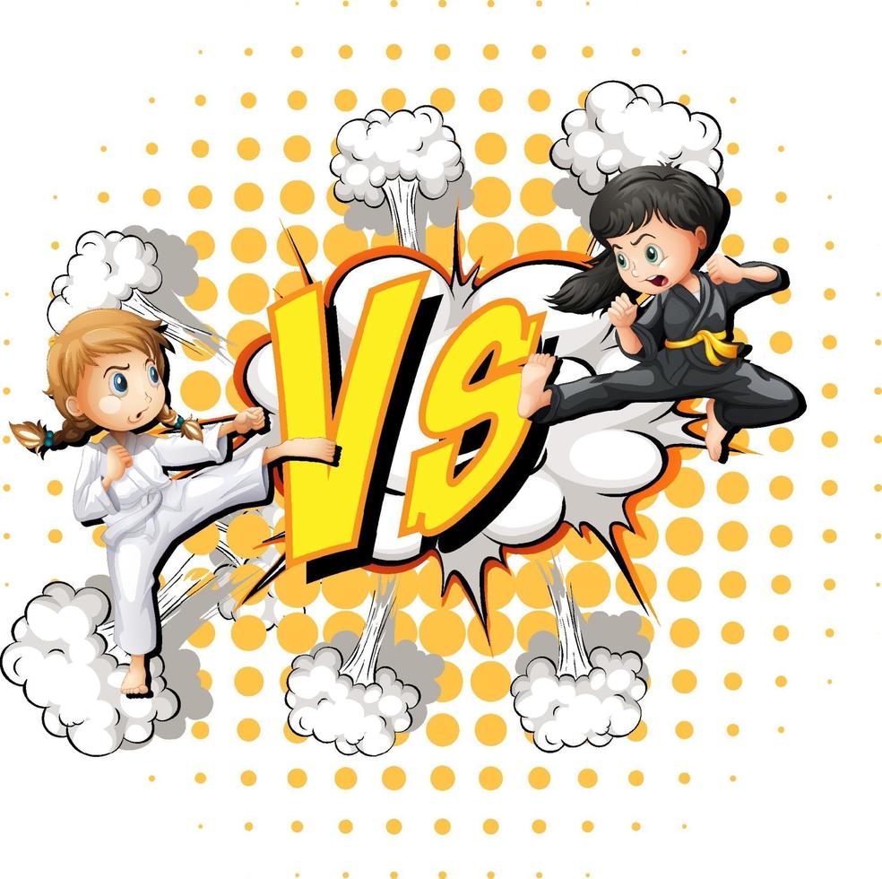 Two girls fighting on a white background vector