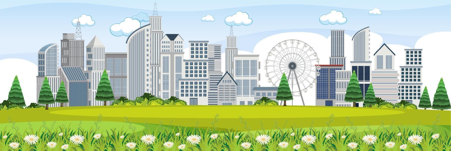 City scene from the park view vector