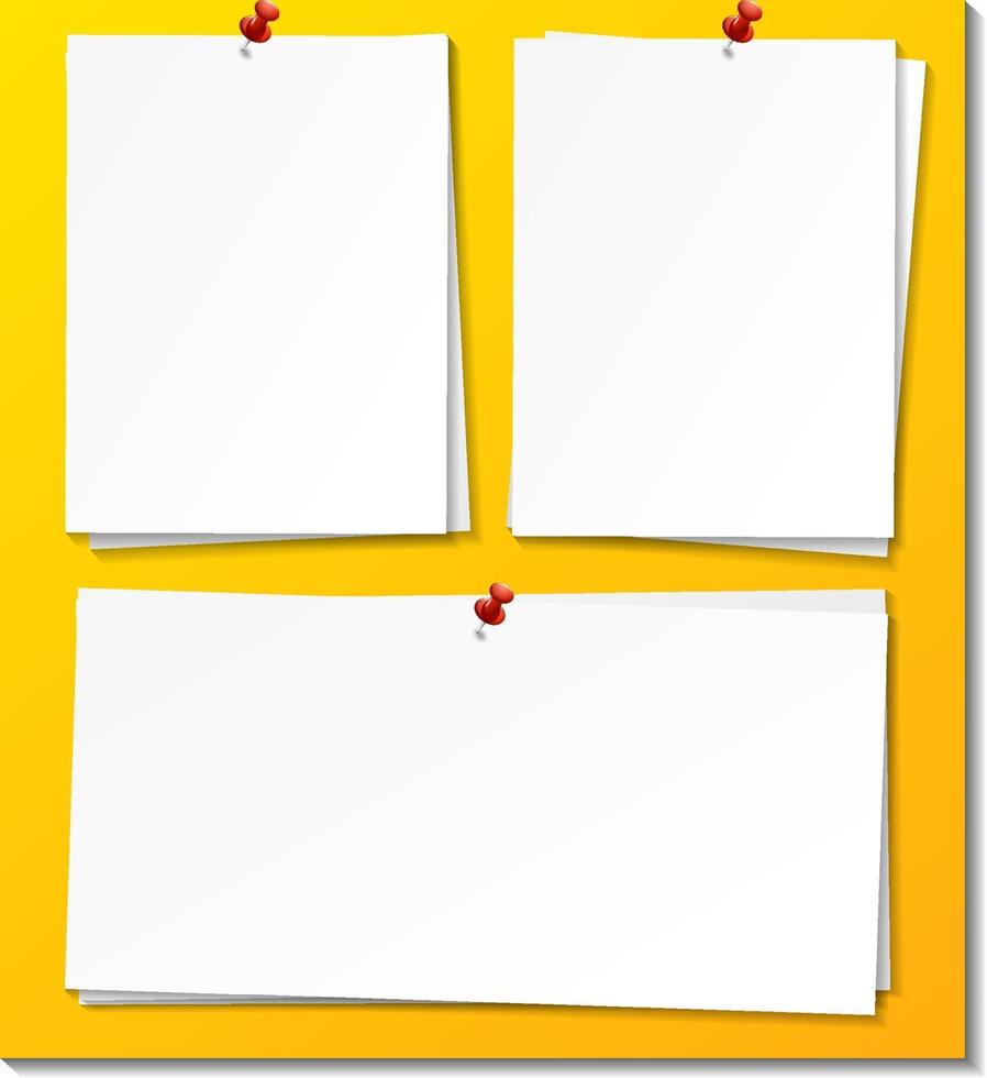 Set of paper note with push pin vector