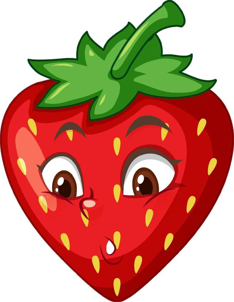 Strawberry cartoon character with facial expression vector