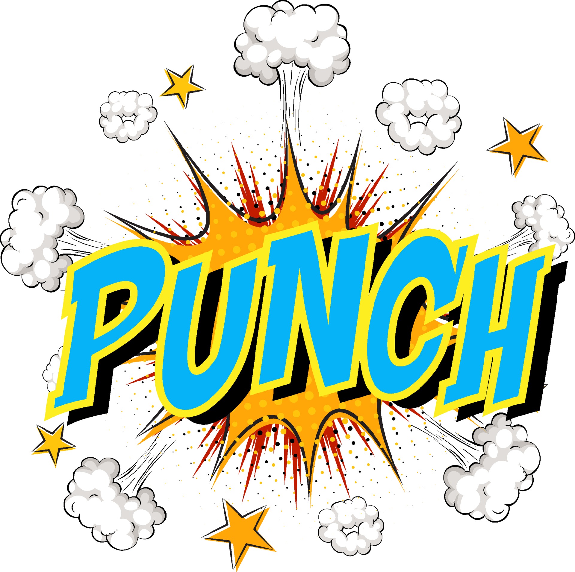 Word Punch on comic cloud explosion background 1928825 Vector Art at