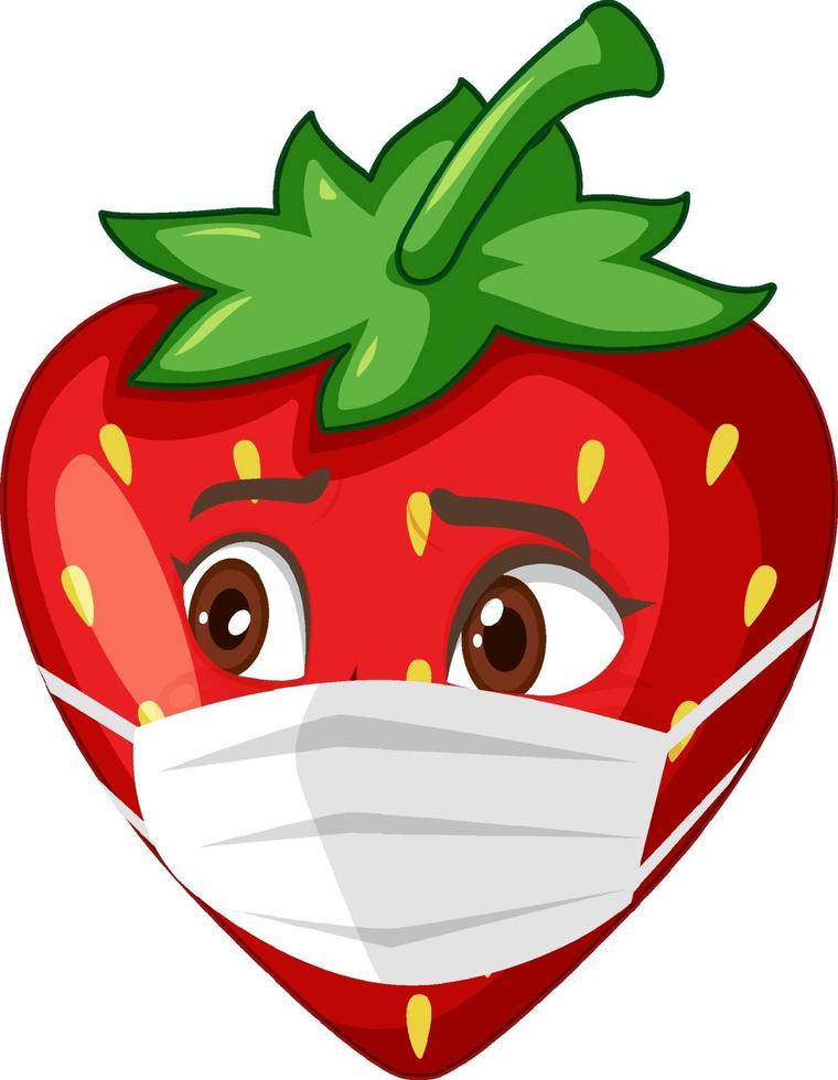 Strawberry cartoon character with facial expression vector