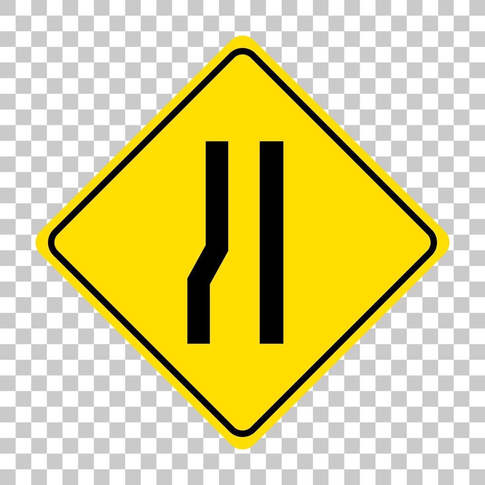 Yellow traffic warning sign on transparent background vector