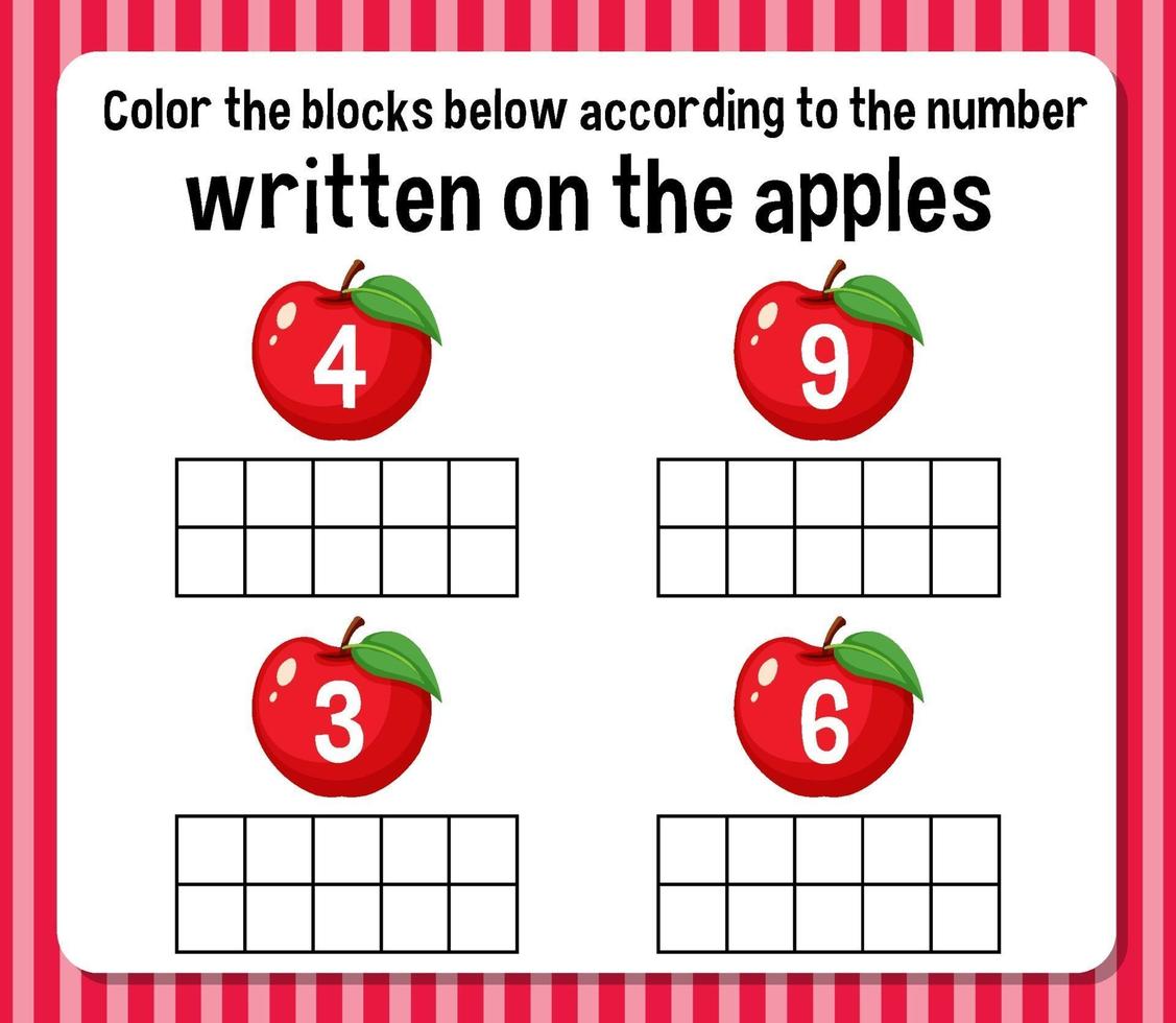 hoja de cálculo de números de conteo de matemáticas vector