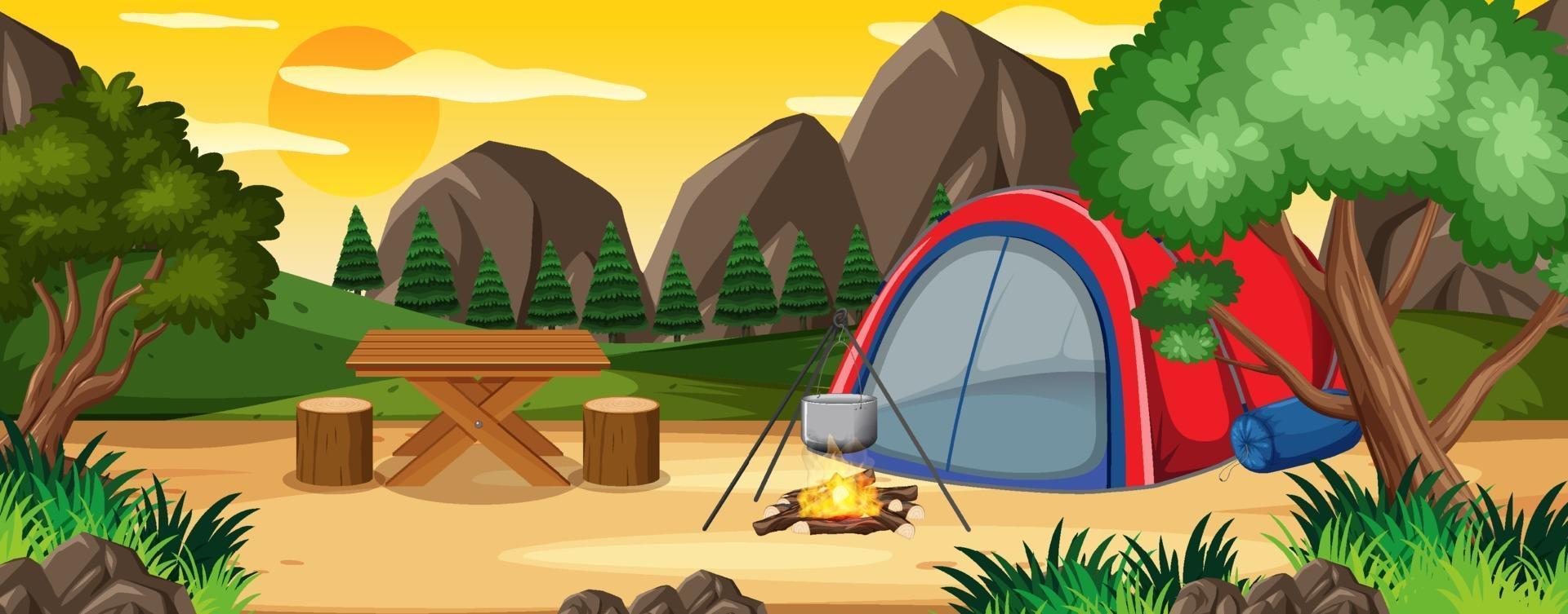 Camping in nature park scene vector