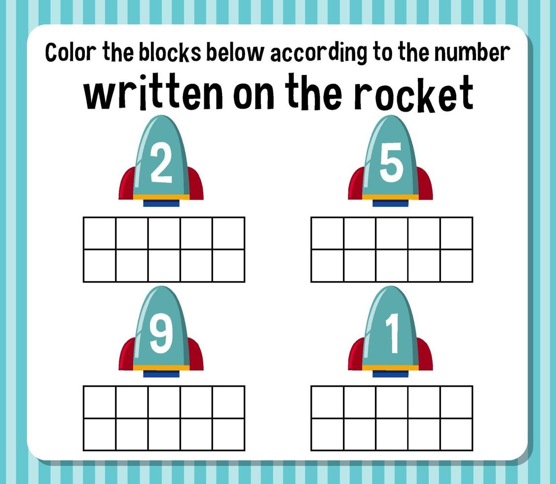 Math count number worksheet vector