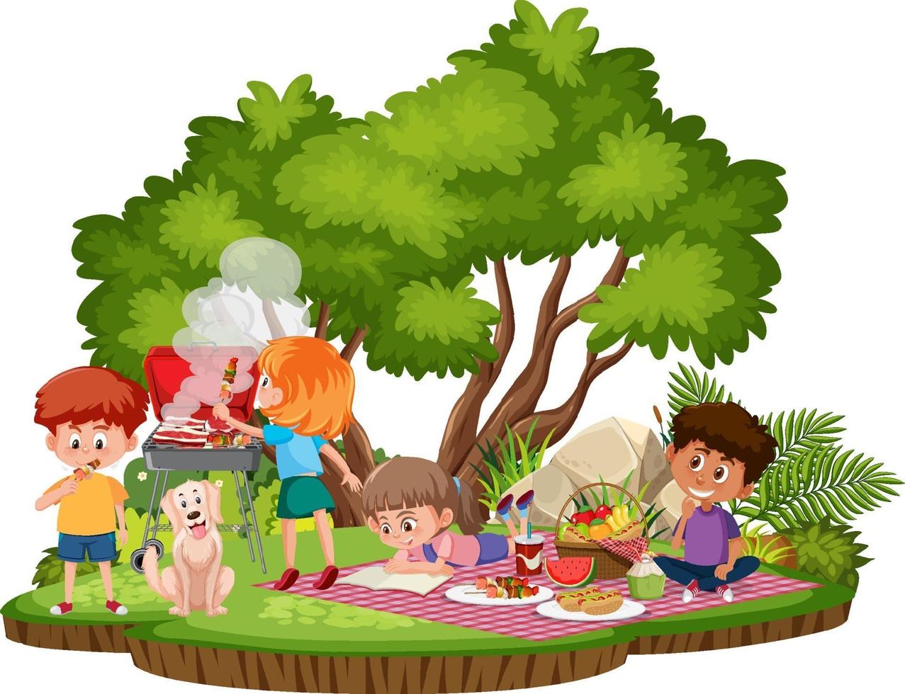 People picnic at the park isolated vector